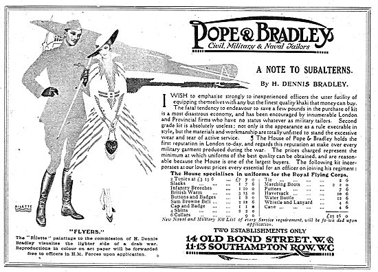 Pope & Bradley. Old Bond St. Civil, Military & Naval Tailors.    