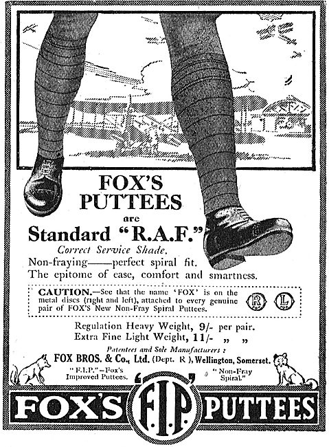 Fox's Puttees Are Standard For The RAF.                          