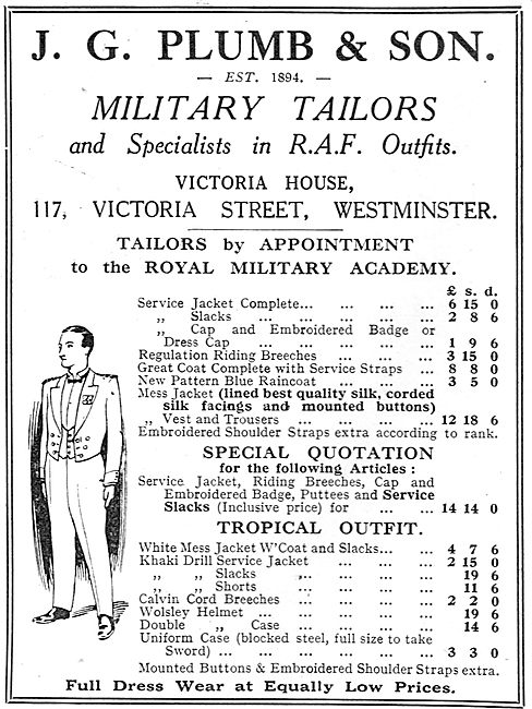 J.G.Plumb Miltary Tailors - RAF Uniform Specialists              