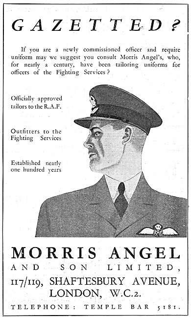 Morris Angel RAF Tailors - Morris Angel RAF Uniforms 1939        