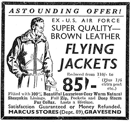Marcus Stores Ex US Air Force Flying Jackets. 1950               