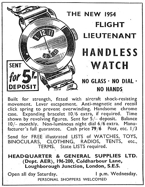 Flight Lieutenant Handless Watch 1954 Advert                     