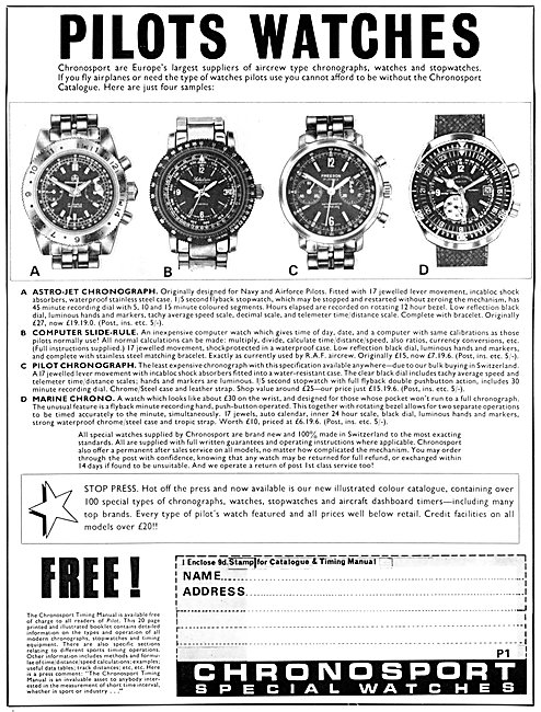 Chronosport Pilots Watches 1969                                  