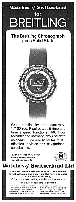 Breitling Solid State Chronographs 1976 Advert                   