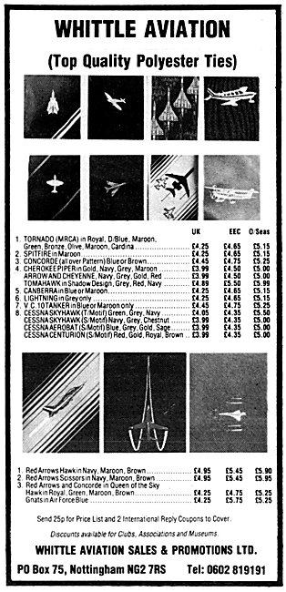 Whittle Aviation Aircraft Themed Polyester Ties 1981             