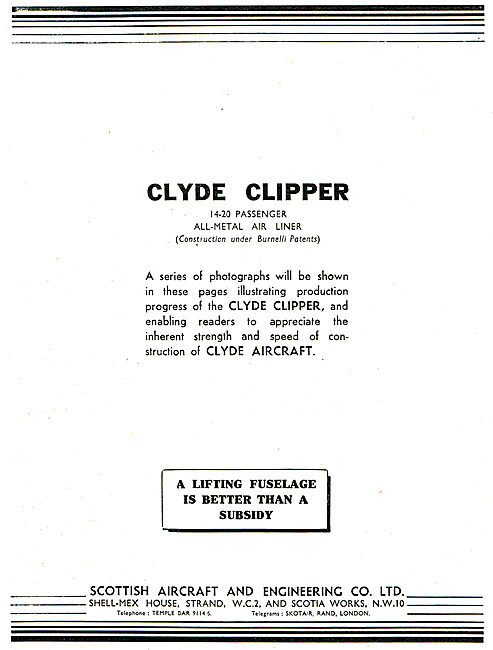 Clyde Aircraft. Clyde Clipper                                    