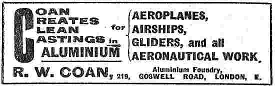 R.W.Coan Creates Clean Castings For Aeroplanes & Airships        