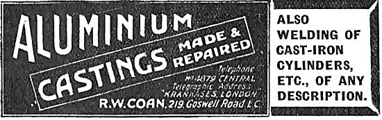 R.W.Coan Aluminium Castings For Aeroplane Constructors           