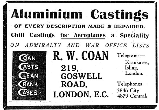 R.W.Coan  Chill Castings For Aeroplanes A Speciality             