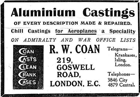 R.W.Coan 219 Goswell Rd London. - Aluminium Castings             