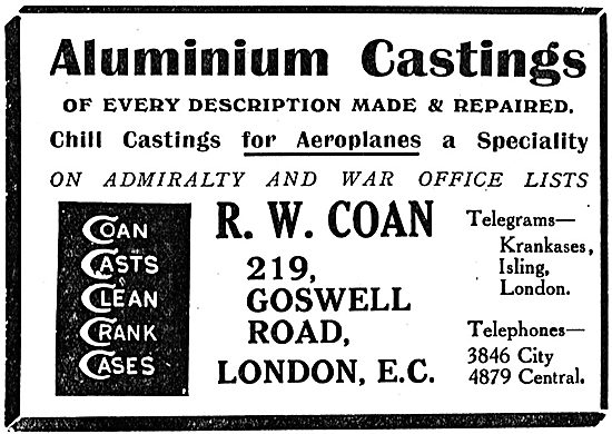 R.W.Coan Chill Casting For Aeroplanes                            