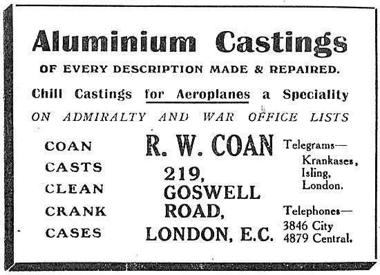 R.W.Coan  Aluminium Castings For Aeroplane Constructors          