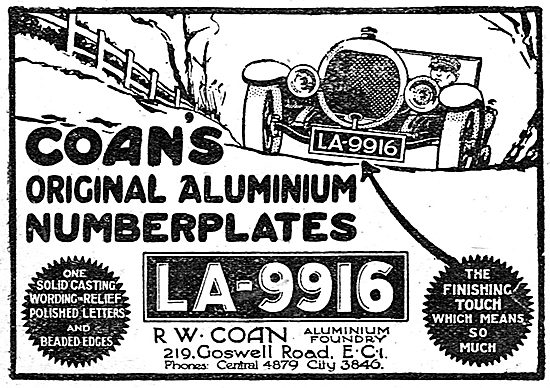 Coan's Original Aluminium Numberplates                           