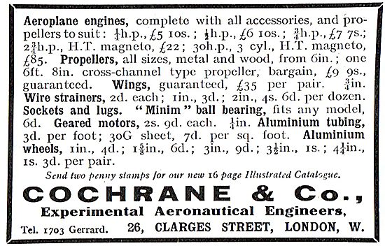 Cochrane & Co Full Size & Model Aeroplane Engines                