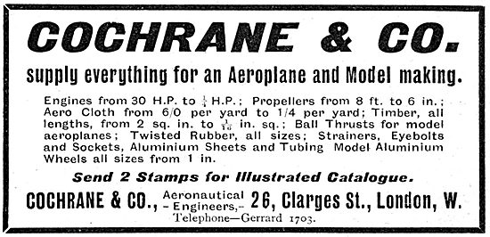 Cochrane & Co. Aeronautical Engineers Aeroplane & Model Supplies 