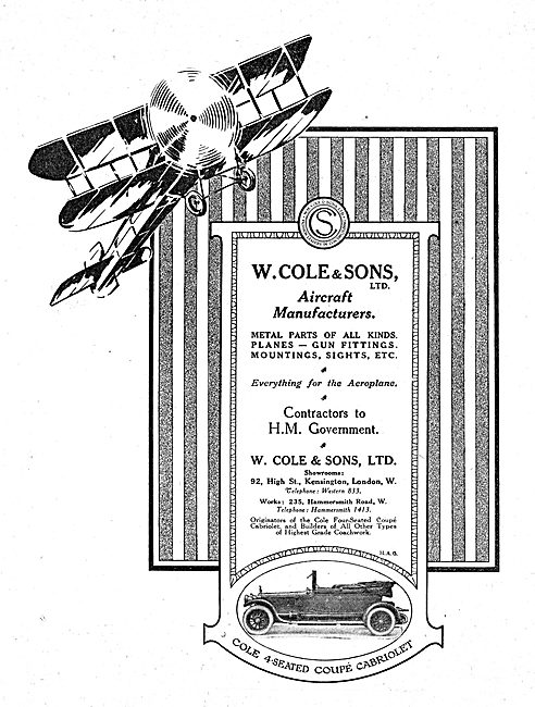 W.Cole & Sons. Aircraft Manufacturers. Cole Aircraft             