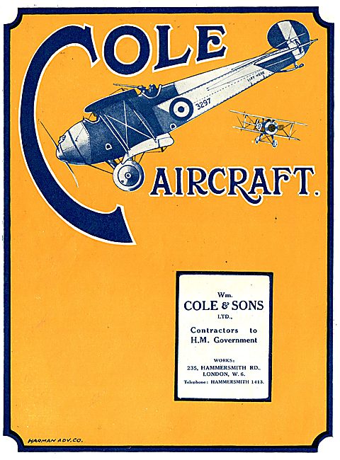 W.Cole & Sons. Aircraft Manufacturers                            