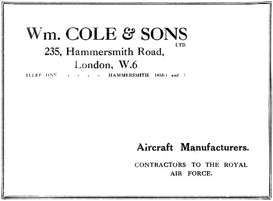 Wm..Cole & Sons Aircraft & Motor Vehicles                        