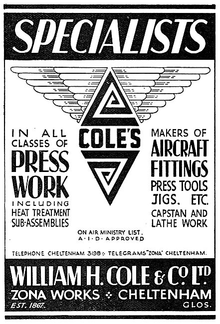 W.H.Cole & Co. - Aircraft Assembly Work. Press Work. Jigs        