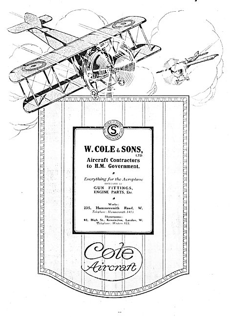 W.Cole & Sons. Cole Aircraft 1917                                