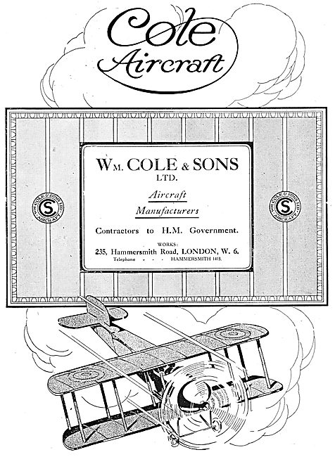 W.Cole & Sons. Cole Aircraft Manufacturers                       