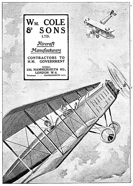 W.Cole & Sons. Cole Aircraft Manufacturers                       