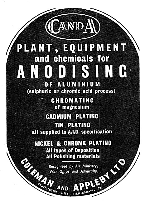 Coleman & Appleby. CANDA  Anodising Plant & Equipment            