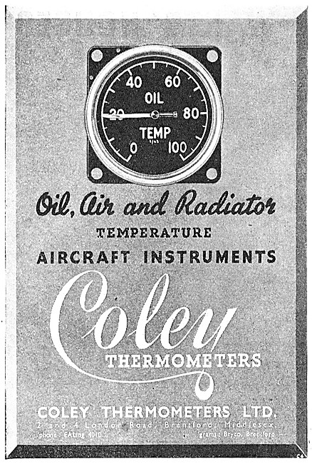 Coley Thermometers Oil, Air & Radiator Temperature Instruments   