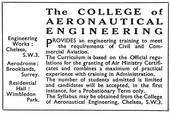 The College Of Aeronautical Engineering - Brooklands Chelsea     