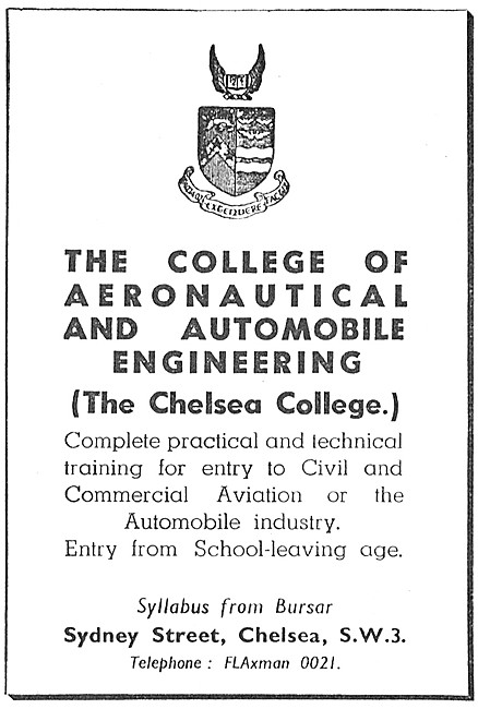 The College Of Aeronautical Engineering - Chelsea College        