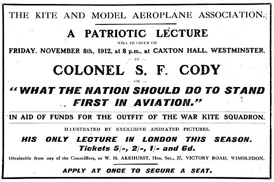 The Kite & Model Aeroplane Associ Lecture By Colonel S.F.Cody    