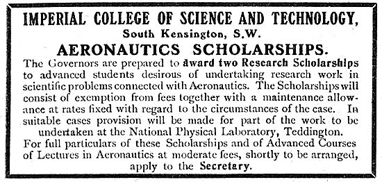 Imperial College Of Science & Technology Aeronautics Scholarships