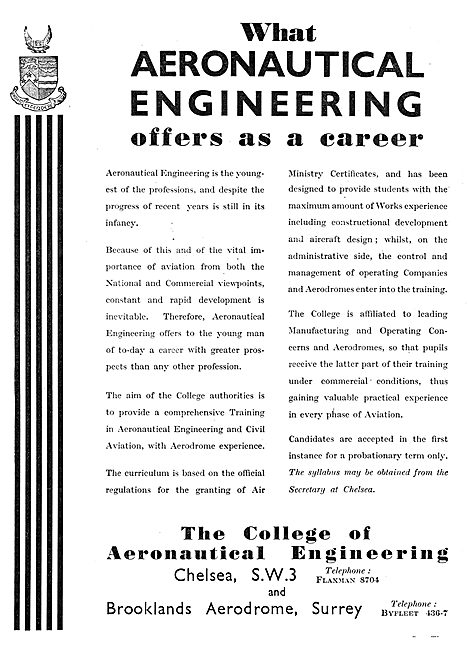 The College Of Aeronautical Engineering Chelsea                  
