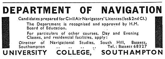 University College Southampton Department Of Navigation          