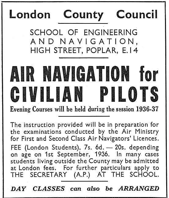 London County Council: Air Navigation For Civilian Pilots        