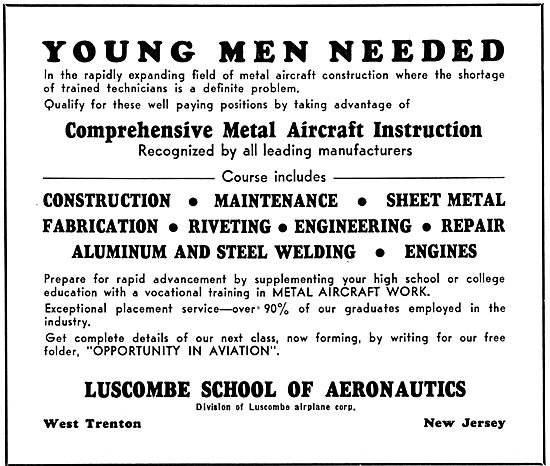 Luscombe School Of Aeronautics. West Trenton, New Jersey. 1938   