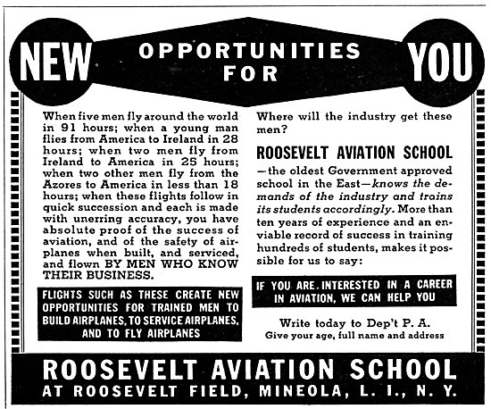 Roosevelt Aviation School. Mineola. New York. 1938               