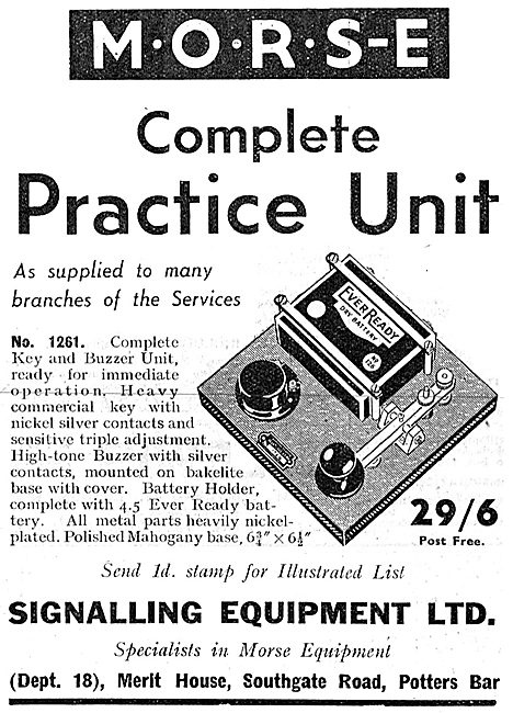 Signalling Equipment Ltd. No.1261 Morse Code Prcatice Unit 1943  
