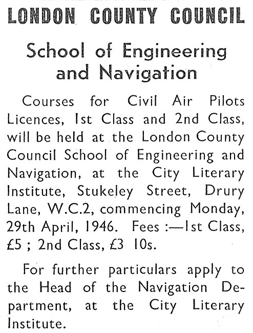 School Of Engineering & Navigation London County Council         