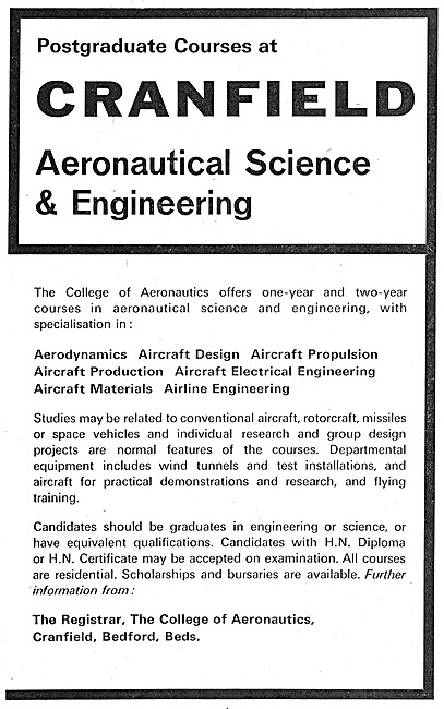 The College Of Aeronautics Cranfield 1966                        