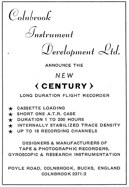 Colnbrook Instrument Development : CENTURY Flight Data Recorder  