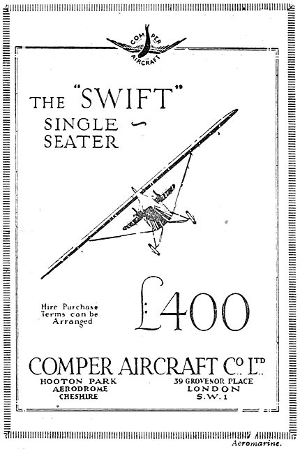 Comper Swift Single Seater Aircraft. £400.00                     