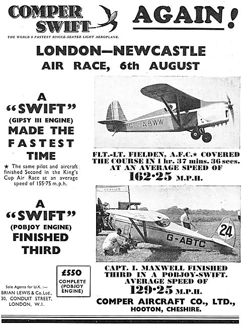 Comper Swift Gipsy III - Winner London-Newcastle Air Race        