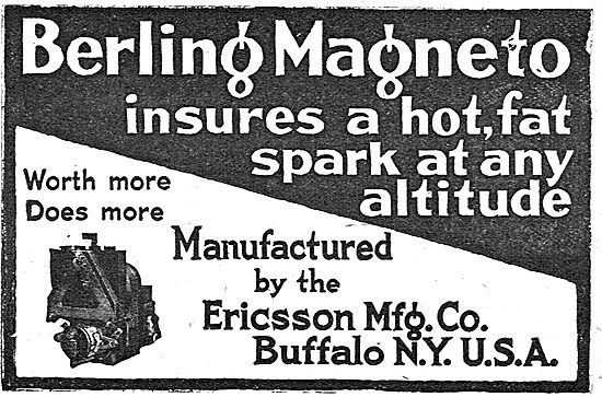 Berling Aero Engine Magnetos - Ericsson Mfg Co. Buffalo NY USA   