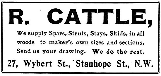 R.Cattle Wybert St. Wood Struts, Spars & Skids For Aeroplanes    
