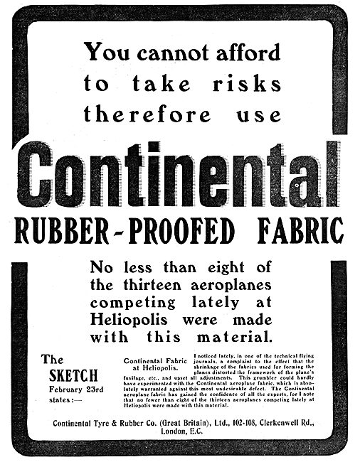 Continental Tyre & Rubber Company. Aeroplane Fabrics             