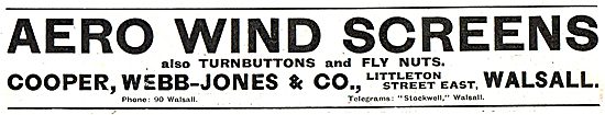 Cooper, Webb-Jones & Co. Aero Windscreens                        