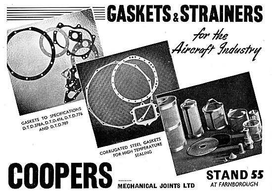 Coopers Gaskets & Strainers For Aircraft. DTD378A  DTD416        