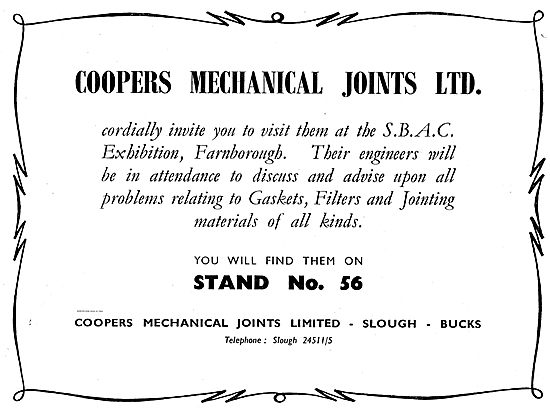 Coopers Mechanical Joints For Aircraft Gaskets & Filters Etc.    