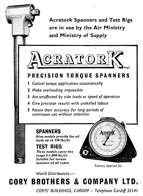 Cory Brothers Acratork Torque Spanners, Wrnches & Test Rigs      